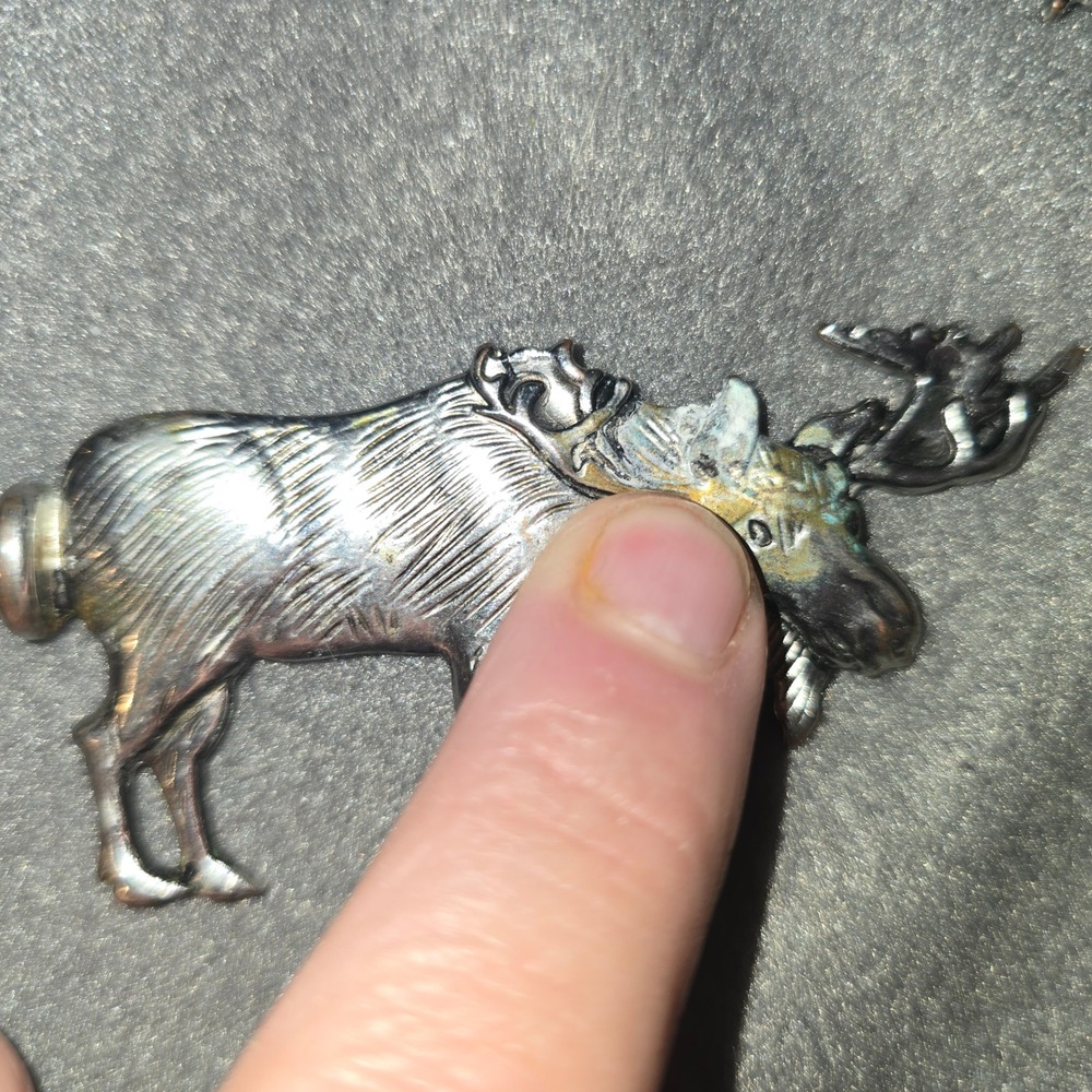 Vintage Style Animal Cheese Knife Spreader Set 4pc Moose Fish Shell Silver Tone - Picture 3 of 3